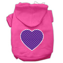 Pet Dog & Cat Hoodie Screen Printed, "Purple Swiss Dots Heart"
