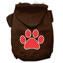 Pet Dog & Cat Hoodie Screen Printed, "Red Swiss Dots Paw"