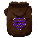 Pet Dog & Cat Hoodie Screen Printed, "Purple Argyle Heart"