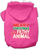 Christmas Pet Dog & Cat Hoodie Screen Printed, "Merry Christmas Ya Filthy Animal"
