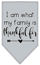 Pet and Dog Bandana Screen Printed, "I Am What My Family Is Thankful For"