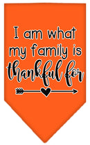 Pet and Dog Bandana Screen Printed, "I Am What My Family Is Thankful For"
