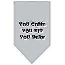 Pet and Dog Bandana Screen Printed, "You Come, You Sit, You Stay"