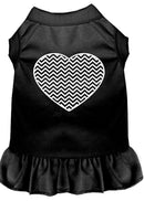 Pet Dog & Cat Dress Screen Printed, "Chevron Heart"