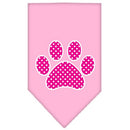 Pet and Dog Bandana Screen Printed, "Pink Swiss Dot Paw"