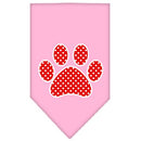 Pet and Dog Bandana Screen Printed, "Red Swiss Dot Paw"