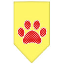 Pet and Dog Bandana Screen Printed, "Red Swiss Dot Paw"