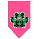 Pet and Dog Bandana Screen Printed, "Green Argyle Paw"