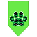 Pet and Dog Bandana Screen Printed, "Green Argyle Paw"
