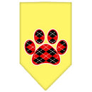 Pet and Dog Bandana Screen Printed, "Red Argyle Paw"