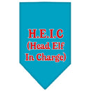 Christmas Pet and Dog Bandana Screen Printed, "Head Elf In Charge"