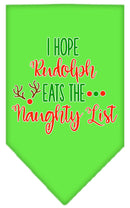 Christmas Pet and Dog Bandana Screen Printed, "Hope Rudolph Eats The Naughty List"