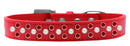 Dog, Puppy & Pet Fashion Collar, "Pearl and Red Crystal Rimsets Sprinkles"