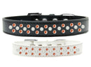 Dog, Puppy & Pet Fashion Collar, "Pearl and Orange Crystal Rimsets Sprinkles"