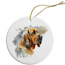 Dog Breed Specific Round Christmas Ornament, "Bloodhound"