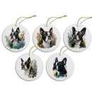 Dog Breed Specific Round Christmas Ornament, "Boston Terrier"