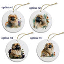 Dog Breed Specific Round Christmas Ornament, "Pekingese"