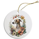 Dog Breed Specific Round Christmas Ornament, "Whippet"