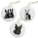 Dog Breed Specific Round Christmas Ornament, "Scottish Terrier"