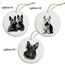 Dog Breed Specific Round Christmas Ornament, "Scottish Terrier"