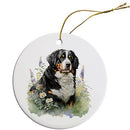 Dog Breed Specific Round Christmas Ornament, "Bernese Mountain Dog"