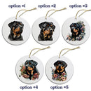 Dog Breed Specific Round Christmas Ornament, "Rottweiler"