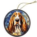 Dog Breed Christmas Ornament Stained Glass Style, "Basset Hound"
