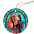 Dog Breed Christmas Ornament Stained Glass Style, "Bloodhound"