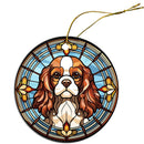 Dog Breed Christmas Ornament Stained Glass Style, "Cavalier King Charles Spaniel"
