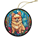 Dog Breed Christmas Ornament Stained Glass Style, "Pomeranian"