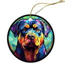 Dog Breed Christmas Ornament Stained Glass Style, "Rottweiler"