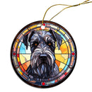 Dog Breed Christmas Ornament Stained Glass Style, "Schnauzer"