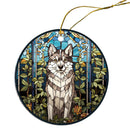 Dog Breed Christmas Ornament Stained Glass Style, "Siberian Husky"
