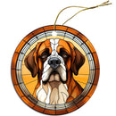 Dog Breed Christmas Ornament Stained Glass Style, "St. Bernard"