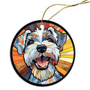 Dog Breed Christmas Ornament Stained Glass Style, "Miniature Schnauzer"