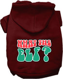 Christmas Pet, Dog and Cat Hoodie Screen Printed, "What The Elf"