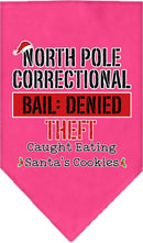 Christmas Pet and Dog Bandana Screen Printed, "North Pole Correctional"