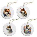 Dog Breed Specific Round Christmas Ornament, "Akita"