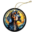 Dog Breed Christmas Ornament Stained Glass Style, "Coonhound"