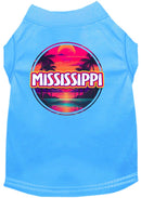 Pet Dog & Cat Screen Printed Shirt for Medium to Large Pets (Sizes 2XL-6XL), "Mississippi Neon Beach Sunset"
