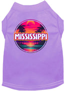 Pet Dog & Cat Screen Printed Shirt for Medium to Large Pets (Sizes 2XL-6XL), "Mississippi Neon Beach Sunset"