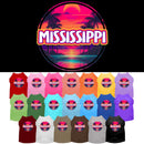 Pet Dog & Cat Screen Printed Shirt for Medium to Large Pets (Sizes 2XL-6XL), "Mississippi Neon Beach Sunset"