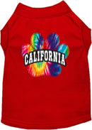 Pet Dog & Cat Screen Printed Shirt for Small to Medium Pets (Sizes XS-XL), "California Bright Tie Dye"