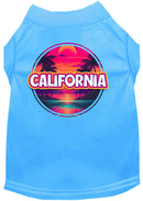 Pet Dog & Cat Screen Printed Shirt for Small to Medium Pets (Sizes XS-XL), "California Neon Beach Sunset"