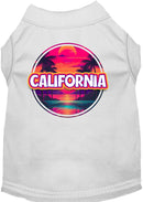 Pet Dog & Cat Screen Printed Shirt for Small to Medium Pets (Sizes XS-XL), "California Neon Beach Sunset"