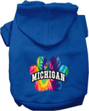 Pet Dog & Cat Screen Printed Hoodie for Medium to Large Pets (Sizes 2XL-6XL), "Michigan Bright Tie Dye"