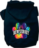 Pet Dog & Cat Screen Printed Hoodie for Small to Medium Pets (Sizes XS-XL), "New Jersey Bright Tie Dye"