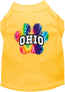 Pet Dog & Cat Screen Printed Shirt for Small to Medium Pets (Sizes XS-XL), "Ohio Bright Tie Dye"