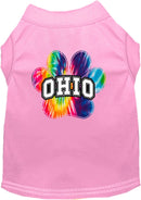 Pet Dog & Cat Screen Printed Shirt for Small to Medium Pets (Sizes XS-XL), "Ohio Bright Tie Dye"