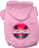 Pet Dog & Cat Screen Printed Hoodie for Small to Medium Pets (Sizes XS-XL), "Georgia Neon Beach Sunset"